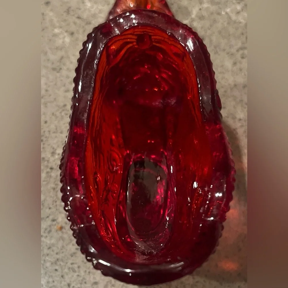 Fenton Ruby Red Glass Slipper - Picture 4 of 8